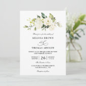 Hydrangea Elegant Rose Budget QR Code Wedding Kaart (Staand voorkant)