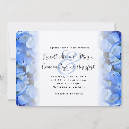 Hydrangea Elegant Wedding Blue Floral 5x7 Kaart (Voorkant)