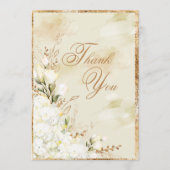 Hydrangea Elegant White Gold Floral Wedding Bedankkaart (Voorkant)