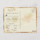 Hydrangea Elegant White Gold Floral Wedding RSVP Briefkaart (Achterkant)
