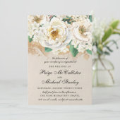 Hydrangea Elegant White Gold Roos Floral Kaart (Staand voorkant)