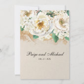 Hydrangea Elegant White Gold Roos Floral Kaart (Achterkant)