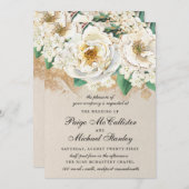 Hydrangea Elegant White Gold Roos Floral Kaart (Voorkant / Achterkant)