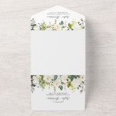 Hydrangea Elegant White Gold Roos Floral Wedding A All In One Uitnodiging (Buitenkant)