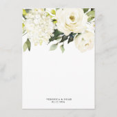 Hydrangea Elegant White Gold Roos Floral Wedding Informatiekaartje (Achterkant)