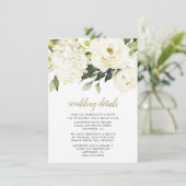 Hydrangea Elegant White Gold Roos Floral Wedding Informatiekaartje (Staand voorkant)