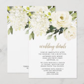 Hydrangea Elegant White Gold Roos Floral Wedding Informatiekaartje (Voorkant / Achterkant)