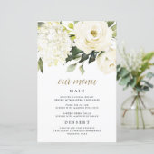 Hydrangea Elegant White Gold Wedding Menu Kaarten (Staand voorkant)
