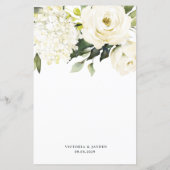 Hydrangea Elegant White Gold Wedding Menu Kaarten (Achterkant)