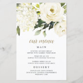 Hydrangea Elegant White Gold Wedding Menu Kaarten (Voorkant)