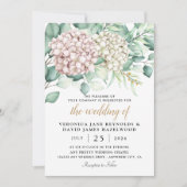 Hydrangea Elegant White Green Roos Floral Wedding Kaart (Voorkant)