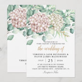 Hydrangea Elegant White Green Roos Floral Wedding Kaart (Voorkant / Achterkant)