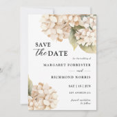 Hydrangea Elegant White Wedding Save The Date Kaart (Voorkant)