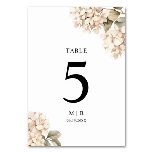 Hydrangea Elegant Witte Bloemen Huwelijk Kaart (Voorkant)