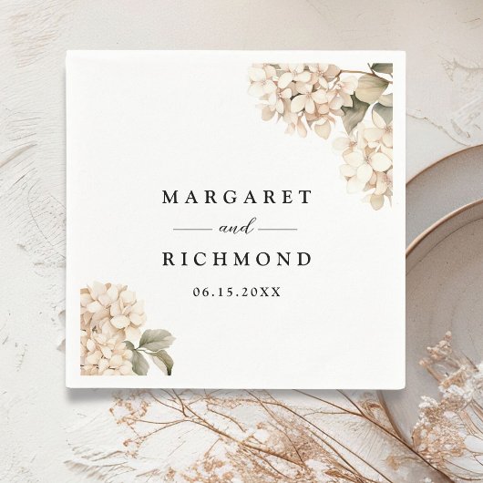 Hydrangea Elegant Witte Bloemen Huwelijk Servet