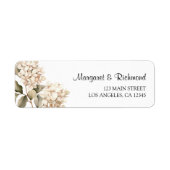 Hydrangea Elegant Witte Bloemen Trouwadres Etiket (Voorkant)