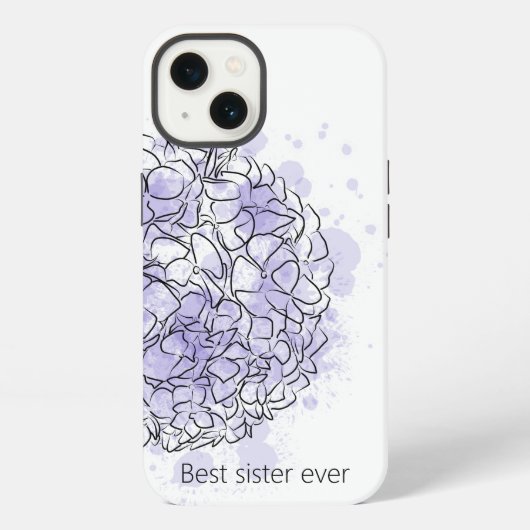 Hydrangea Elegante Gepersonaliseerde Moderne Blauw iPhone Hoesje (Achterkant)