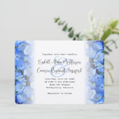 Hydrangea Elegante Trouw Blauwe Bloemen Kaart (Staand voorkant)