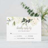 Hydrangea Elegante Wit Gouden Roze Bloem Bruiloft RSVP Kaartje (Staand voorkant)