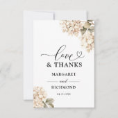 Hydrangea Elegante Witte Bloemen Huwelijk Bedankt (Voorkant)