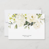 Hydrangea Elegante Witte Gouden Roos Bloemige Trou RSVP Kaartje (Achterkant)