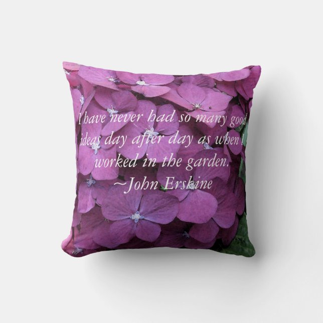 Hydrangea en Gardening Quote Kussen (Voorkant)