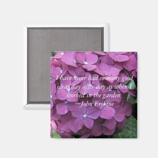 Hydrangea en Gardening Quote Magneet (Voorkant / Achterkant)