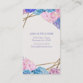 Hydrangea en goudlijnen Elegant Spring Floral Chic Visitekaartje (Achterkant)