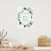 Hydrangea en groen bruidsuitnodiging welkomstbord poster (Keuken)