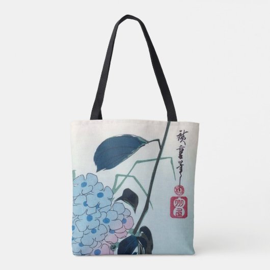Hydrangea en Groenlingen, Hiroshige, Ukiyo-e Tote Bag (Achterkant)
