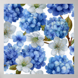 Hydrangea en kersenbloei poster