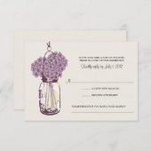 Hydrangea en Mason Jar Wedding RSVP (Voorkant / Achterkant)