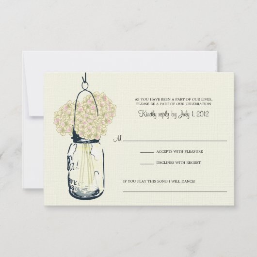 Hydrangea en Mason Jar Wedding RSVP (Voorkant)