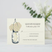 Hydrangea en Mason Jar Wedding RSVP (Staand voorkant)