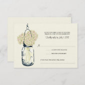 Hydrangea en Mason Jar Wedding RSVP (Voorkant / Achterkant)