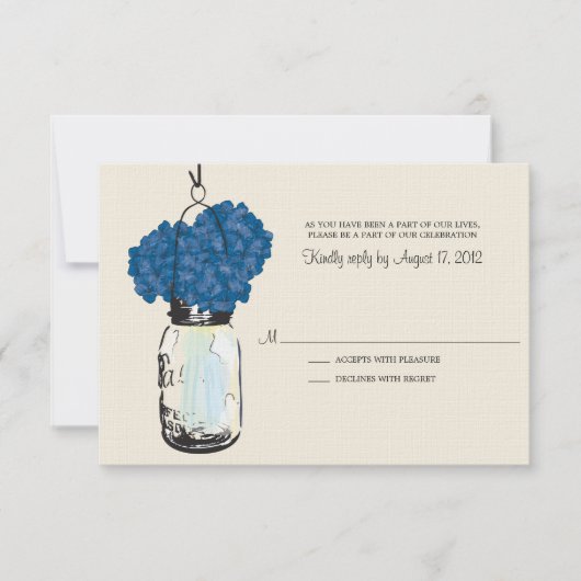 Hydrangea en Mason Jar Wedding RSVP (Voorkant)