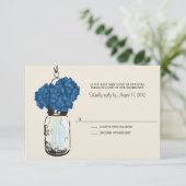 Hydrangea en Mason Jar Wedding RSVP (Staand voorkant)