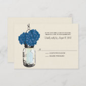 Hydrangea en Mason Jar Wedding RSVP (Voorkant / Achterkant)