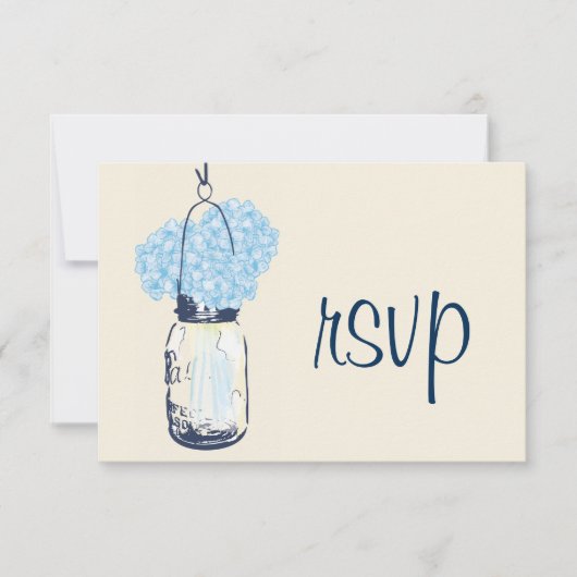 Hydrangea en Mason Jar Wedding RSVP (Voorkant)