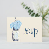 Hydrangea en Mason Jar Wedding RSVP (Staand voorkant)