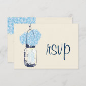 Hydrangea en Mason Jar Wedding RSVP (Voorkant / Achterkant)