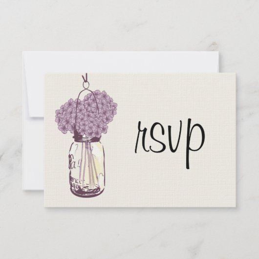 Hydrangea en Mason Jar Wedding RSVP (Voorkant)