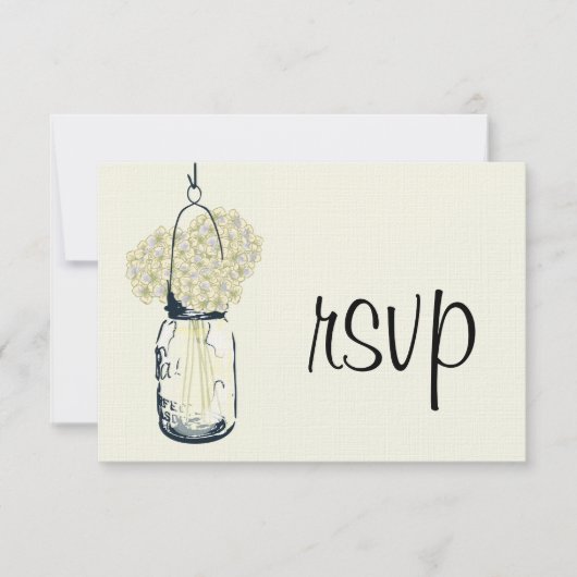 Hydrangea en Mason Jar Wedding RSVP (Voorkant)