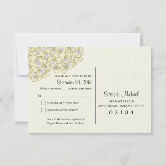 Hydrangea en Mason Jar Wedding RSVP (Achterkant)