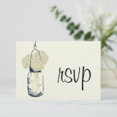 Hydrangea en Mason Jar Wedding RSVP (Staand voorkant)