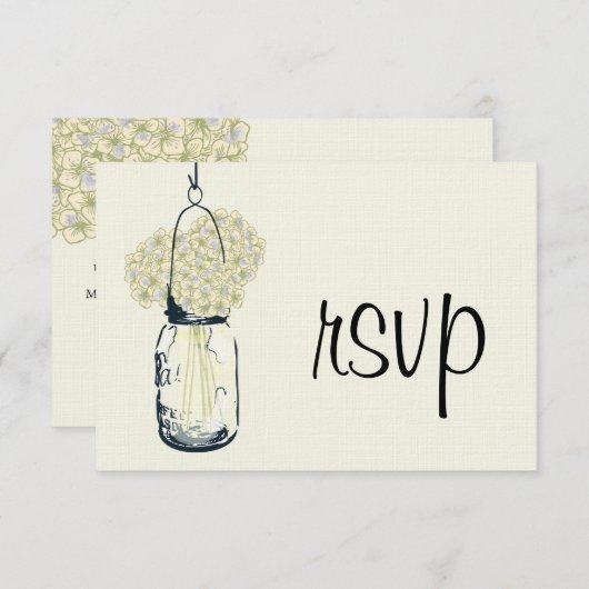 Hydrangea en Mason Jar Wedding RSVP (Voorkant / Achterkant)