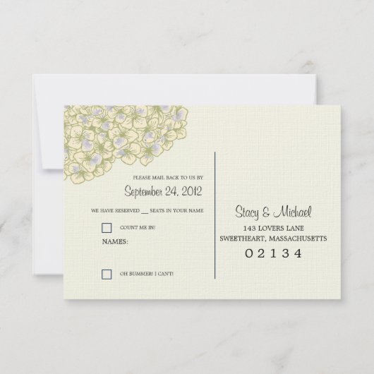Hydrangea en Mason Jar Wedding RSVP (Achterkant)