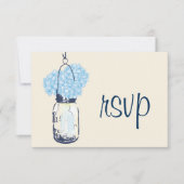 Hydrangea en Mason Jar Wedding RSVP Kaartje (Voorkant)