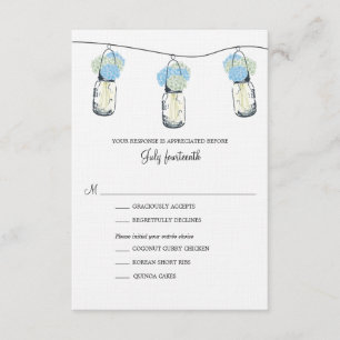 Hydrangea en Mason Jar Wedding RSVP Kaartje