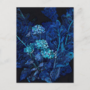Hydrangea en mierikswortel Floral Painting Black B Feestdagenkaart